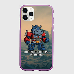 Чехол iPhone 11 Pro матовый Гиппоптимус Прайм - бегемот трансформер, цвет: 3D-фиолетовый