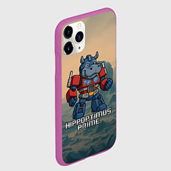 Чехол iPhone 11 Pro матовый Гиппоптимус Прайм - бегемот трансформер, цвет: 3D-фиолетовый — фото 2