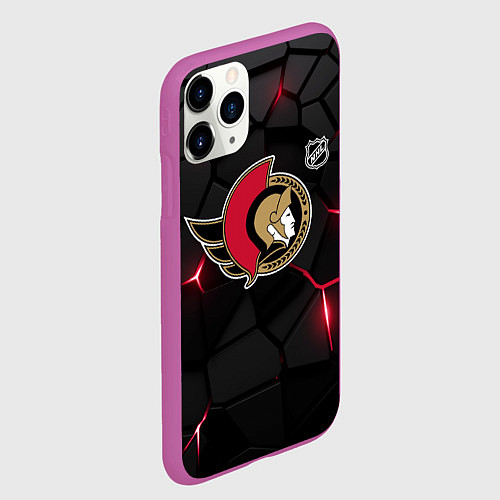 Чехол iPhone 11 Pro матовый Оттава Сенаторз - НХЛ хоккей / 3D-Фиолетовый – фото 2