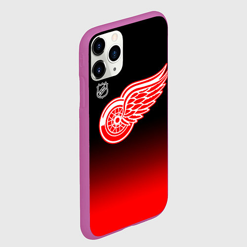 Чехол iPhone 11 Pro матовый Детройт Ред Уингз - градиент / 3D-Фиолетовый – фото 2