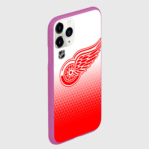 Чехол iPhone 11 Pro матовый Детройт Ред Уингз - красно белый градиент / 3D-Фиолетовый – фото 2