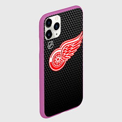 Чехол iPhone 11 Pro матовый Детройт Ред Уингз - черные треугольники, цвет: 3D-фиолетовый — фото 2
