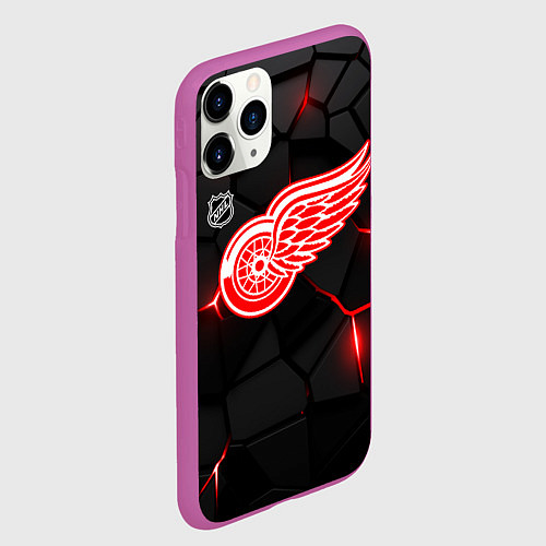Чехол iPhone 11 Pro матовый Детройт Ред Уингз - плиты с подсветкой / 3D-Фиолетовый – фото 2
