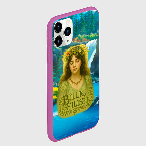 Чехол iPhone 11 Pro матовый Билли Айлиш на фоне природы / 3D-Фиолетовый – фото 2