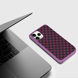 Чехол iPhone 11 Pro матовый Tartan, цвет: 3D-фиолетовый — фото 2