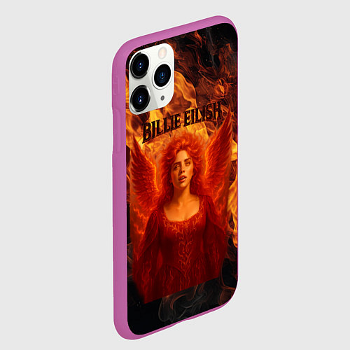 Чехол iPhone 11 Pro матовый Билли Айлиш из огня / 3D-Фиолетовый – фото 2