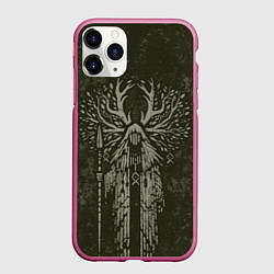 Чехол iPhone 11 Pro матовый Хранитель леса, цвет: 3D-малиновый