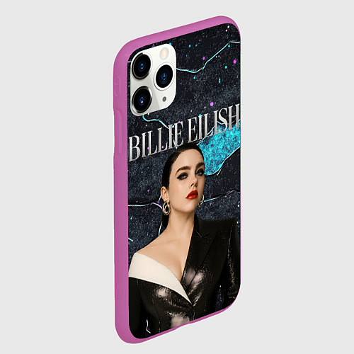Чехол iPhone 11 Pro матовый Билли Айлиш в деловом костюме / 3D-Фиолетовый – фото 2