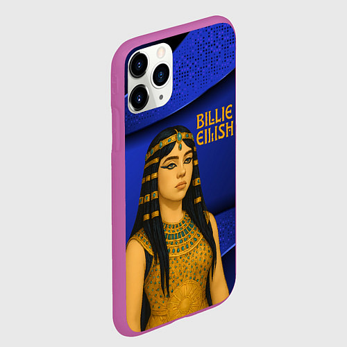 Чехол iPhone 11 Pro матовый Билли Айлиш в образе фараона / 3D-Фиолетовый – фото 2