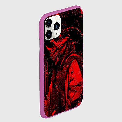 Чехол iPhone 11 Pro матовый Кибернетический Они / 3D-Фиолетовый – фото 2