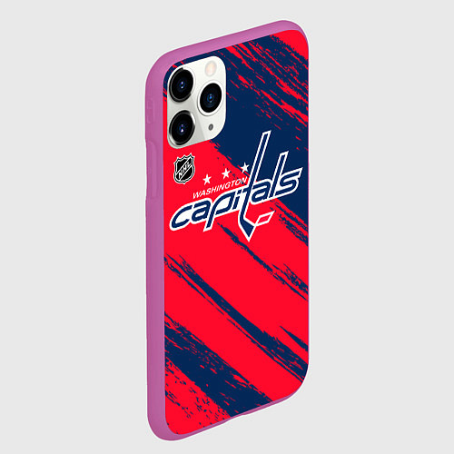 Чехол iPhone 11 Pro матовый Вашингтон Кэпиталз - бырзги красок / 3D-Фиолетовый – фото 2