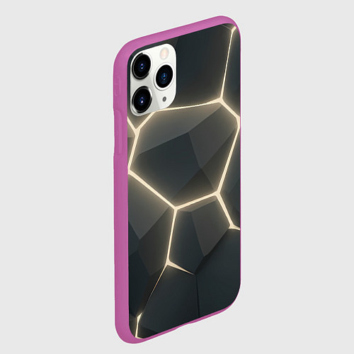 Чехол iPhone 11 Pro матовый Объемные серые плиты / 3D-Фиолетовый – фото 2