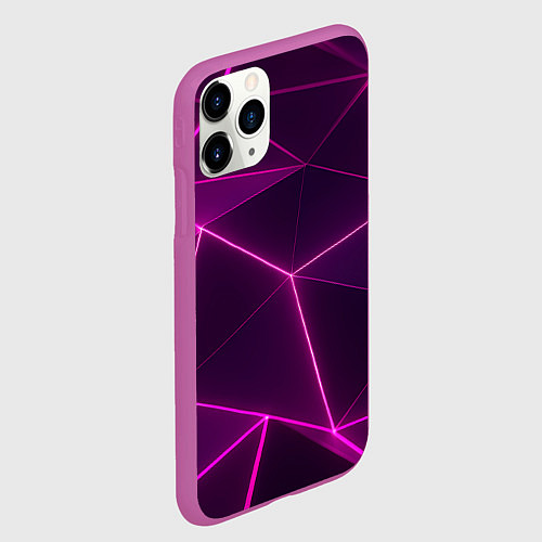 Чехол iPhone 11 Pro матовый Плиты с фиолетовыми гранями / 3D-Фиолетовый – фото 2