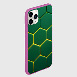 Чехол iPhone 11 Pro матовый Зеленые плиты с желтым светом, цвет: 3D-фиолетовый — фото 2