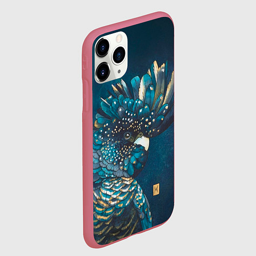 Чехол iPhone 11 Pro матовый Попугай акварельный - big picture / 3D-Малиновый – фото 2
