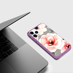 Чехол iPhone 11 Pro матовый Нежные цветы, цвет: 3D-фиолетовый — фото 2
