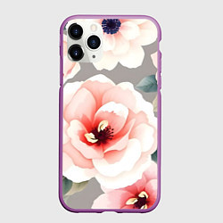 Чехол iPhone 11 Pro матовый Нежные цветы, цвет: 3D-фиолетовый