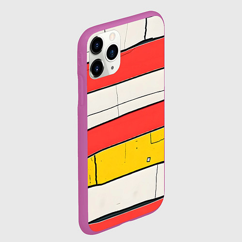 Чехол iPhone 11 Pro матовый Красные полоски / 3D-Фиолетовый – фото 2
