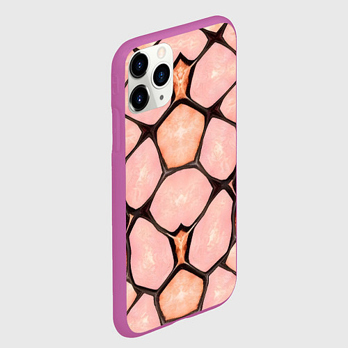 Чехол iPhone 11 Pro матовый Розовые пятна жирафа / 3D-Фиолетовый – фото 2