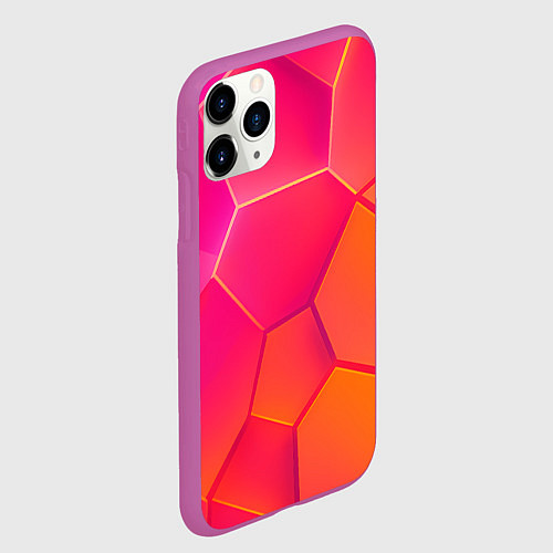 Чехол iPhone 11 Pro матовый Розово-оранжевые плиты / 3D-Фиолетовый – фото 2