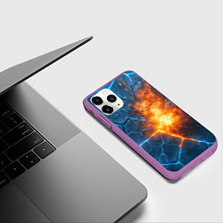 Чехол iPhone 11 Pro матовый Взрыв из объемных плит, цвет: 3D-фиолетовый — фото 2