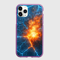 Чехол iPhone 11 Pro матовый Взрыв из объемных плит, цвет: 3D-фиолетовый
