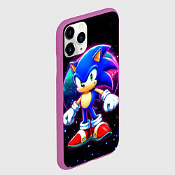 Чехол iPhone 11 Pro матовый Соник в космосе, цвет: 3D-фиолетовый — фото 2