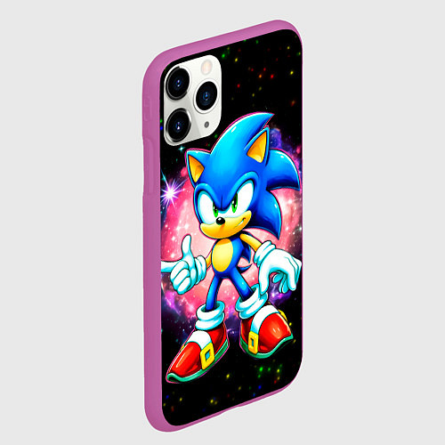 Чехол iPhone 11 Pro матовый Sonic in space / 3D-Фиолетовый – фото 2