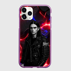 Чехол iPhone 11 Pro матовый Bones в косухе, цвет: 3D-фиолетовый