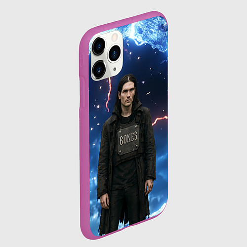 Чехол iPhone 11 Pro матовый Bones в именном бронежилете / 3D-Фиолетовый – фото 2