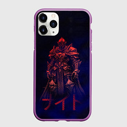 Чехол iPhone 11 Pro матовый Мифический воин в неоновом свете, цвет: 3D-фиолетовый