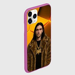 Чехол iPhone 11 Pro матовый Bones с цепью в шубе, цвет: 3D-фиолетовый — фото 2
