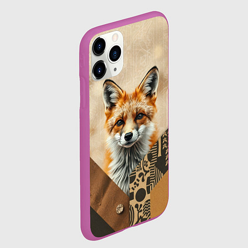 Чехол iPhone 11 Pro матовый Удивительный рыжий лисёнок / 3D-Фиолетовый – фото 2