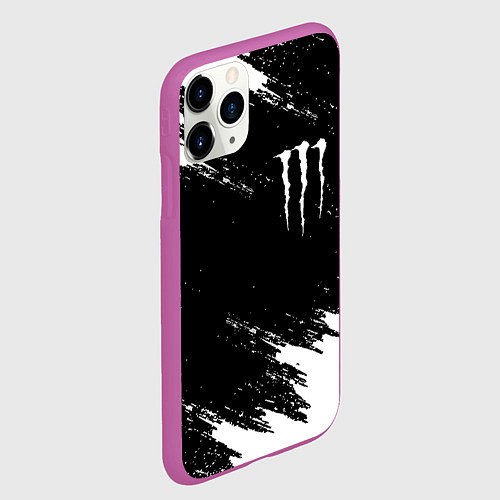 Чехол iPhone 11 Pro матовый Monster energy краски штрихи белые / 3D-Фиолетовый – фото 2
