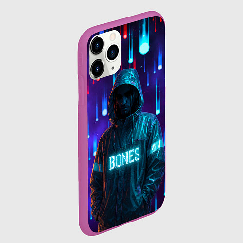 Чехол iPhone 11 Pro матовый Bones в стиле киберпанк / 3D-Фиолетовый – фото 2