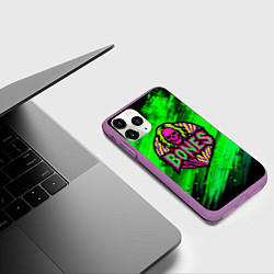 Чехол iPhone 11 Pro матовый Bones лого с черепом, цвет: 3D-фиолетовый — фото 2