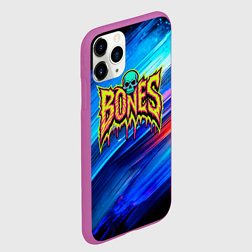 Чехол iPhone 11 Pro матовый Bones лого из краски / 3D-Фиолетовый – фото 2