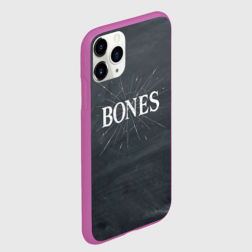 Чехол iPhone 11 Pro матовый Bones разбитое стекло / 3D-Фиолетовый – фото 2