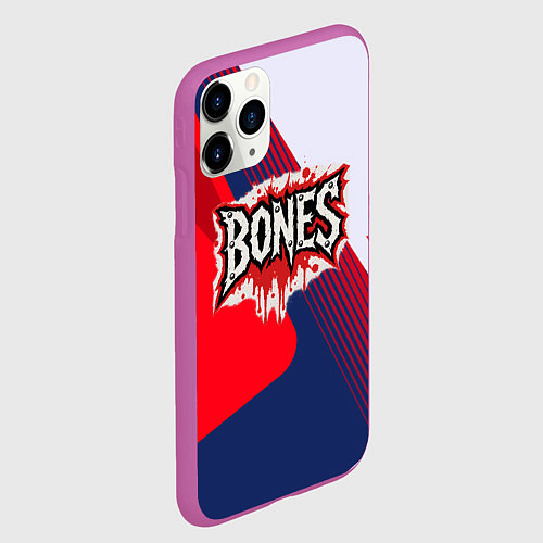 Чехол iPhone 11 Pro матовый Bones лого на красной краске / 3D-Фиолетовый – фото 2