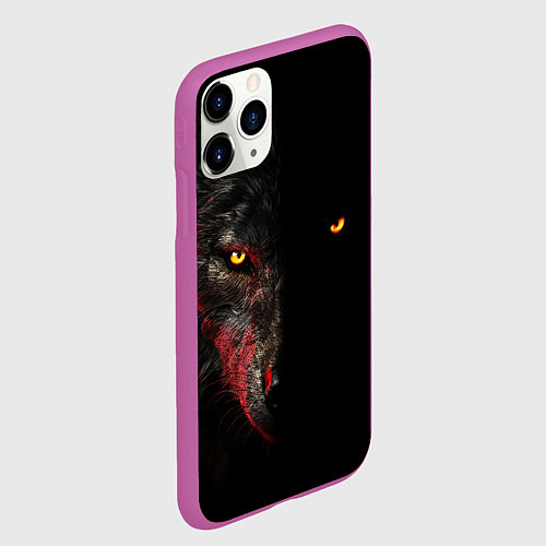 Чехол iPhone 11 Pro матовый Тень волка / 3D-Фиолетовый – фото 2