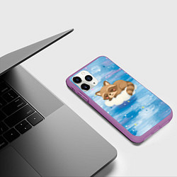 Чехол iPhone 11 Pro матовый Милый енот спит на облаке, цвет: 3D-фиолетовый — фото 2