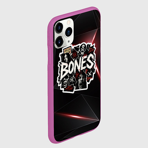 Чехол iPhone 11 Pro матовый Bones logo stickers / 3D-Фиолетовый – фото 2