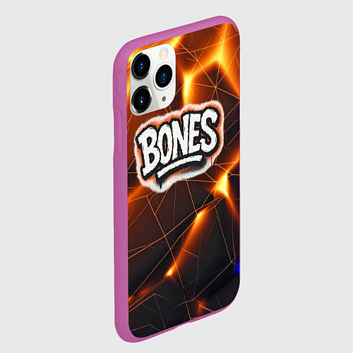 Чехол iPhone 11 Pro матовый Bones лого в уличном стиле / 3D-Фиолетовый – фото 2