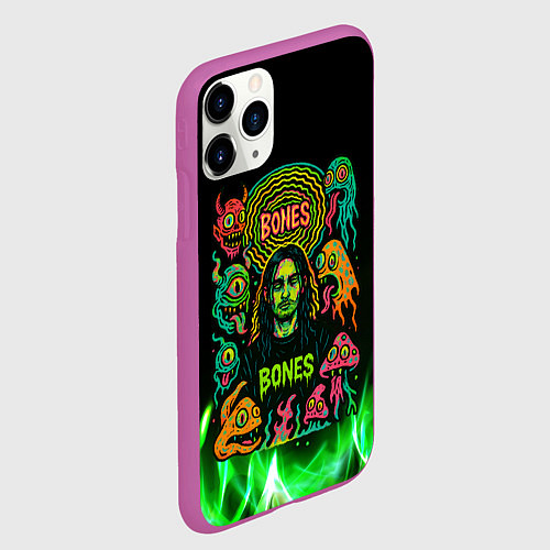 Чехол iPhone 11 Pro матовый Bones психоделика / 3D-Фиолетовый – фото 2