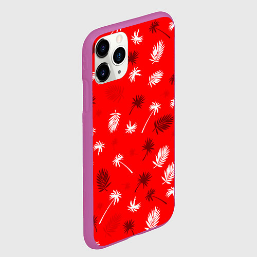 Чехол iPhone 11 Pro матовый Текстура красной гавайской рубашки / 3D-Фиолетовый – фото 2