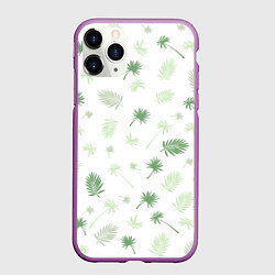 Чехол iPhone 11 Pro матовый Текстура белой гавайской рубашки, цвет: 3D-фиолетовый