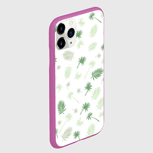 Чехол iPhone 11 Pro матовый Текстура белой гавайской рубашки / 3D-Фиолетовый – фото 2