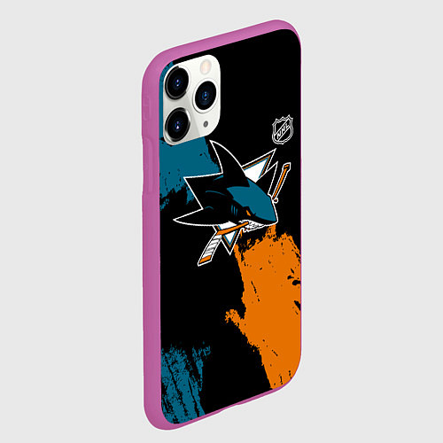 Чехол iPhone 11 Pro матовый Сан Хосе Шаркс - два цвета / 3D-Фиолетовый – фото 2