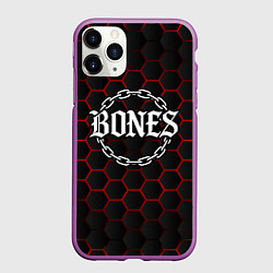 Чехол iPhone 11 Pro матовый Bones лого в цепях, цвет: 3D-фиолетовый