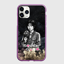 Чехол iPhone 11 Pro матовый Игрок 067 с маской - Игра в кальмара, цвет: 3D-фиолетовый